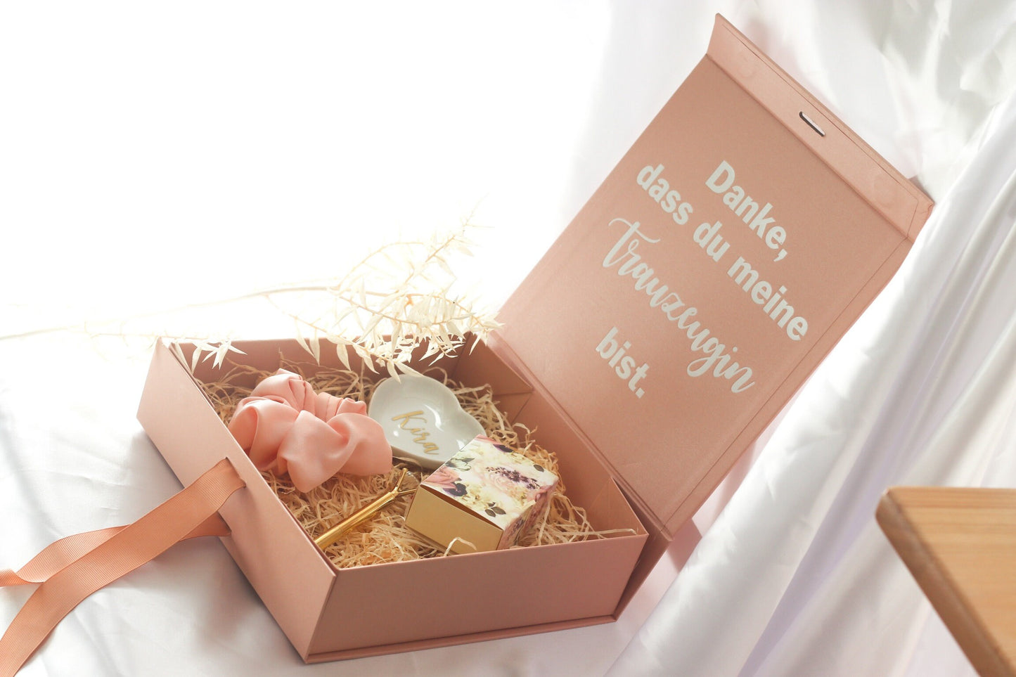 Geschenkbox "Danke, dass du meine Brautjungfer/Trauzeugin bist " personalisiert Team Bride Brautjungfer Trauzeugin Danke sagen