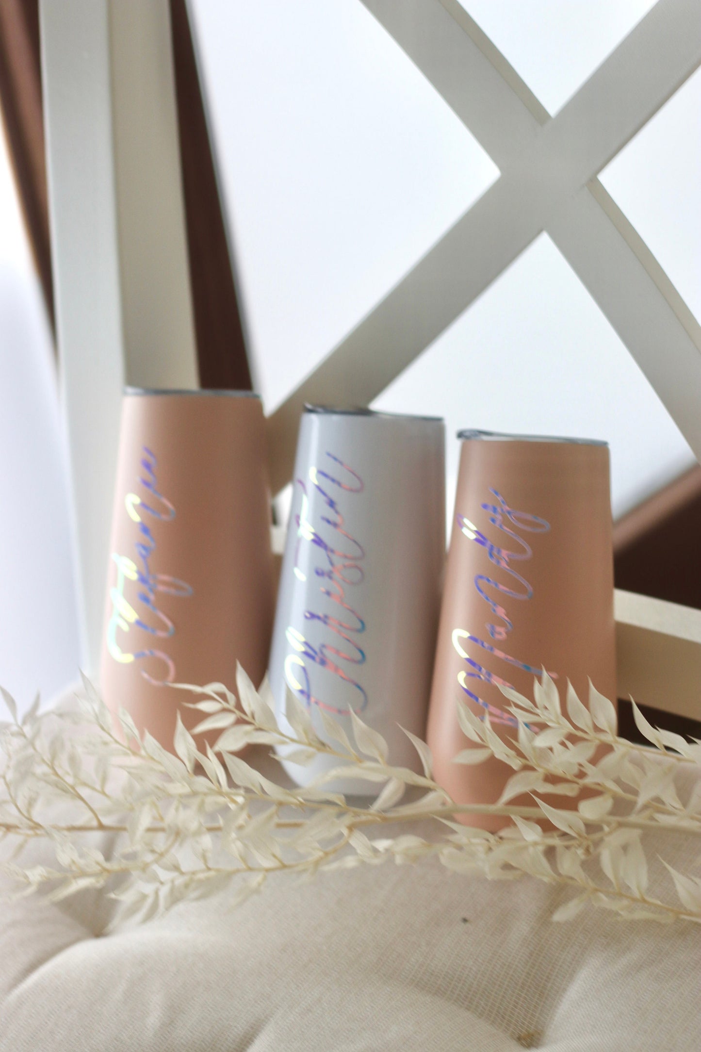 Thermobecher personalisiert als Geschenk oder für den JGA - holografische Schrift - glamour - Team Bride, Bride Squad