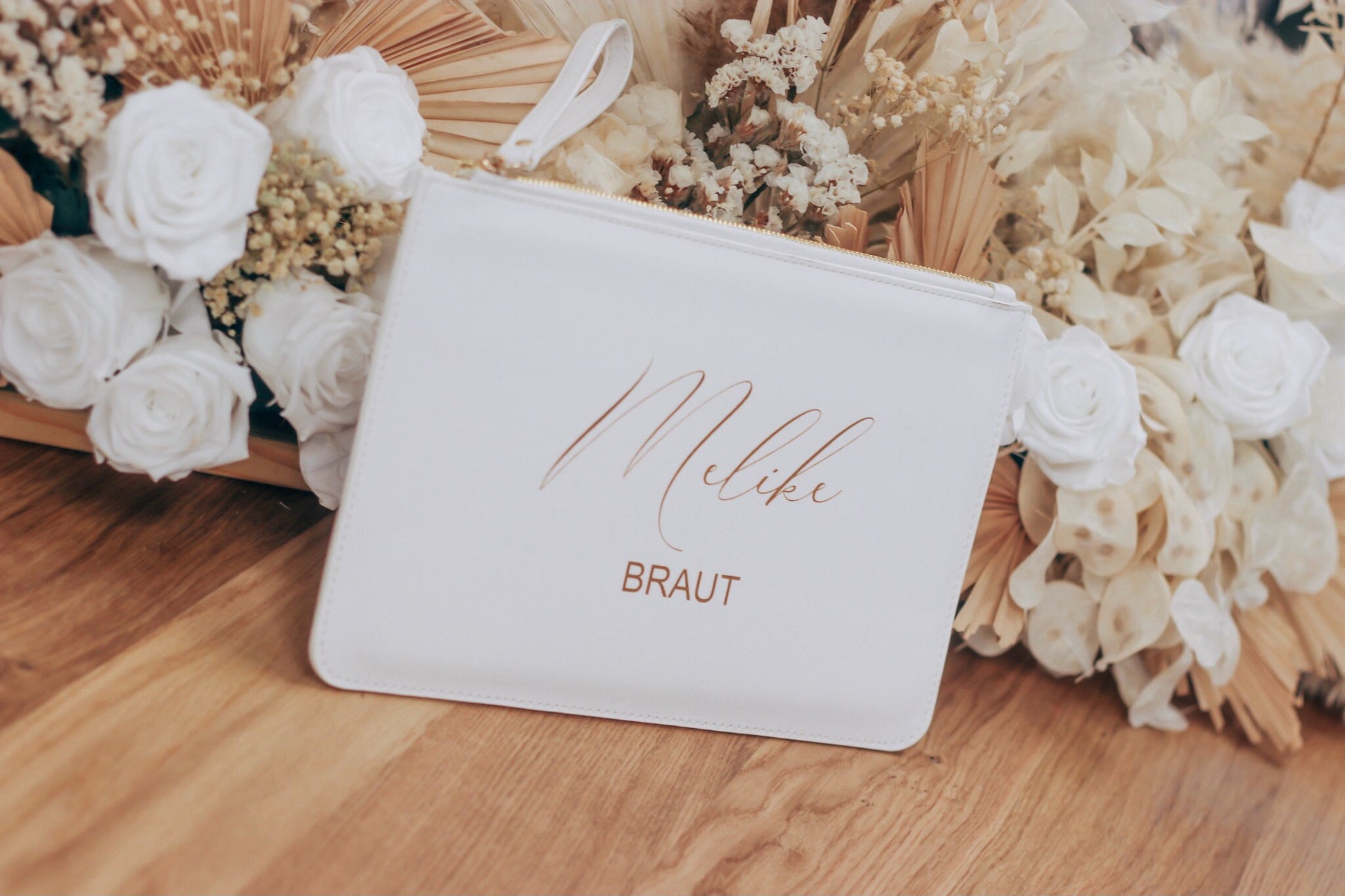 Braut Clutch mit hochwertiger Gravur - langlebig - Brauttasche - Standesamt - Braut Handtasche