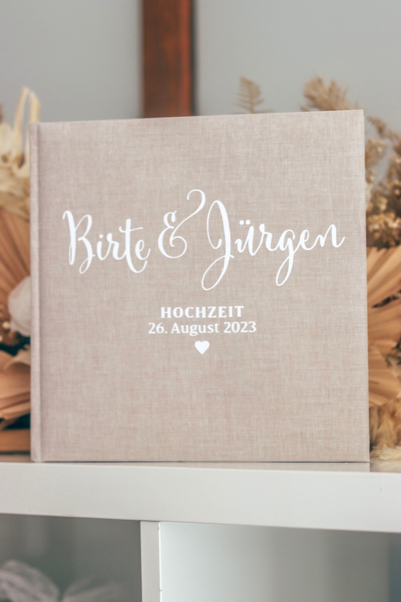 Hochzeit Gästebuch/Fotoalbum aus Leinen, minimalistisch, personalisiert mit Namen