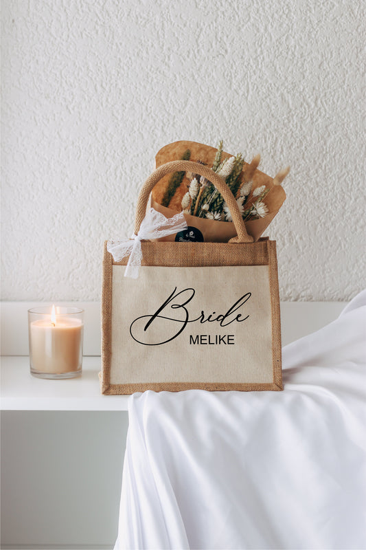 Braut Tasche - Hochzeitsgeschenk - Bride to be - Jutetasche - JGA -