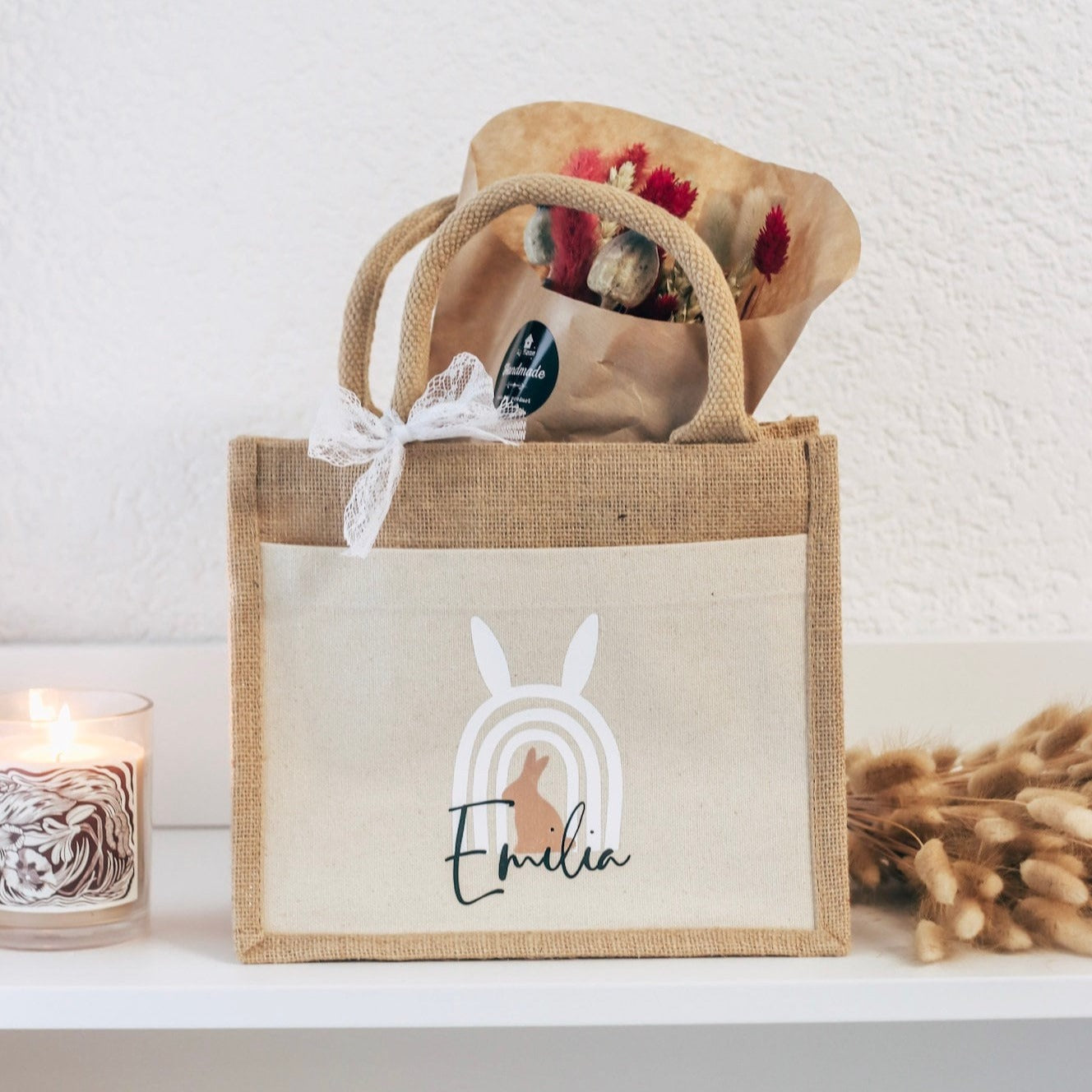 Personalisierte Ostertasche - Jutetasche für Kinder - Eiersuche - Geschenk für Kinder zu Ostern - Osterkorb - Osternest - Mit Namen